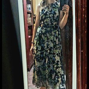 Tommy Hilfiger Women's Navy Floral Belted Halter Midi Dress, Size 4